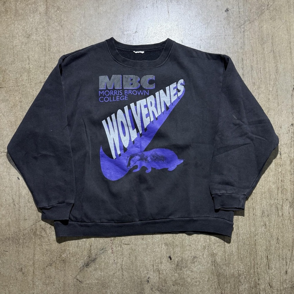 Vintage Morris Brown College Wolverines Sweatshirt Mens Large Black NCAA 90s
